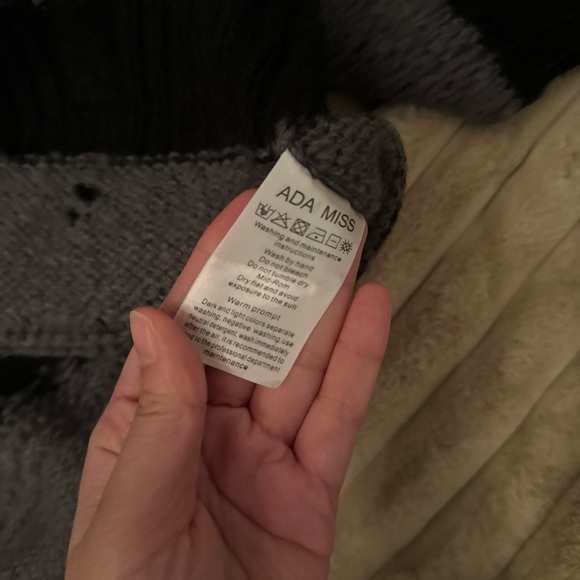 Striped Black and Gray Women's Sweater - Picture 8 of 8